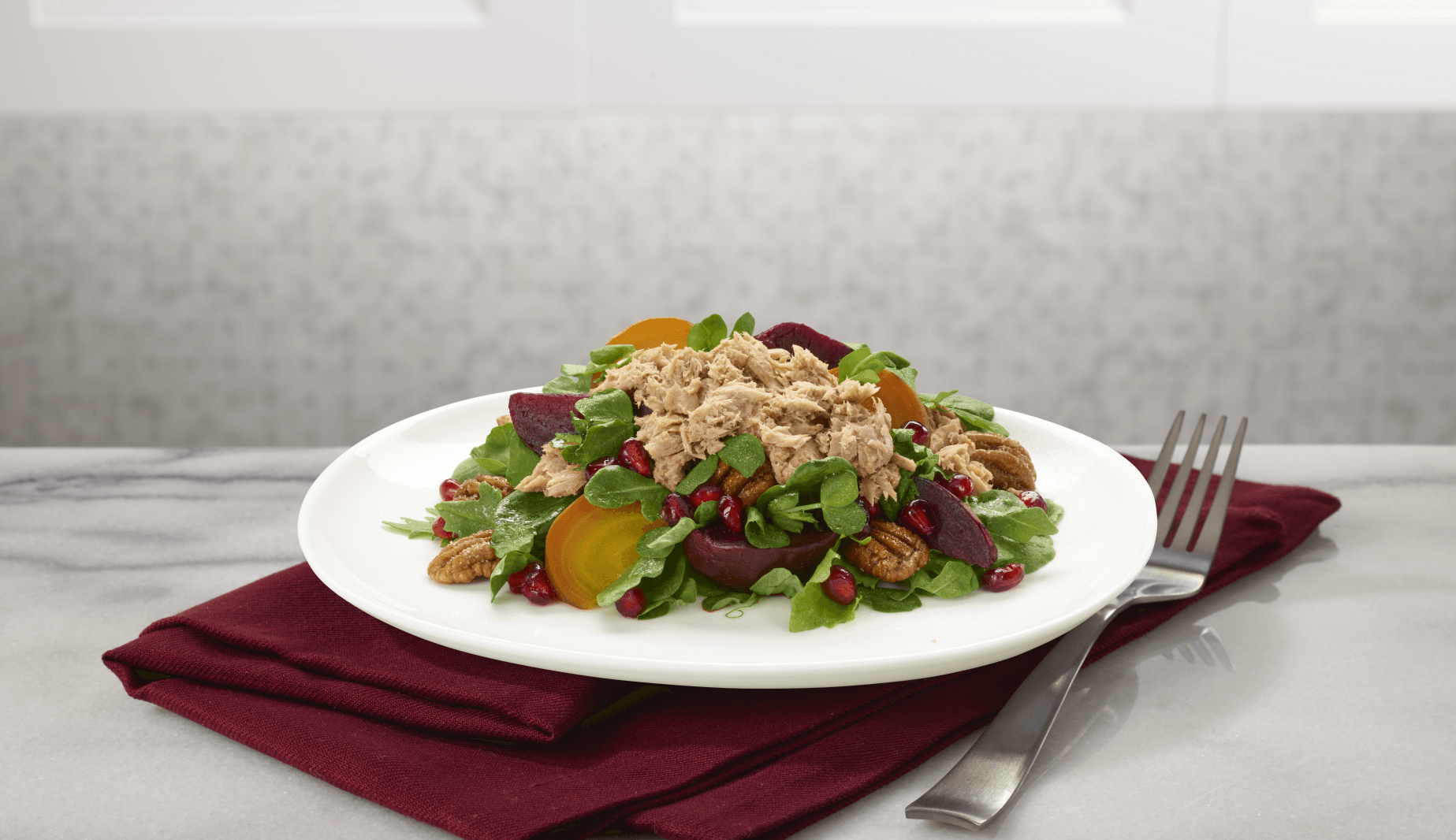 GARLIC HERB TUNA MIXED WITH BEETS SALAD Bumble Bee Seafood garlic-herb-tuna-mixed-with-beets-salad-bumble-bee-seafood